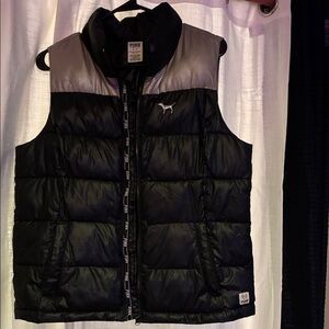 PINK Victoria's Secret Black and Gray Puffer Vest